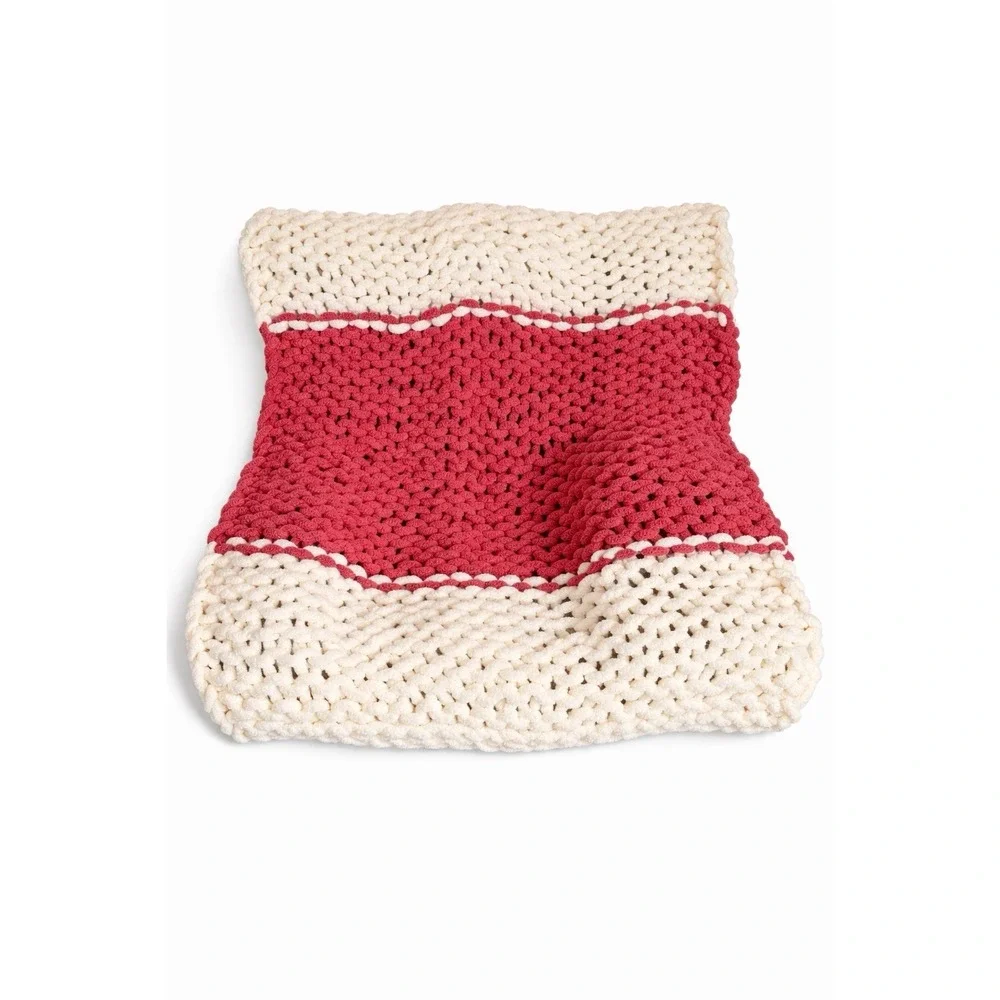 Handmade Chunky Knit‎ Throw Blanket 49x53 Chenille Boho Cozy Home Decor
